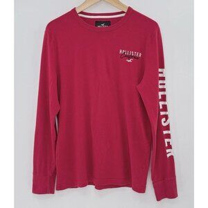 Hollister Red‎ Embroidered Logo Crew Neck Long Sleeve T-Shirt Size XS Preppy